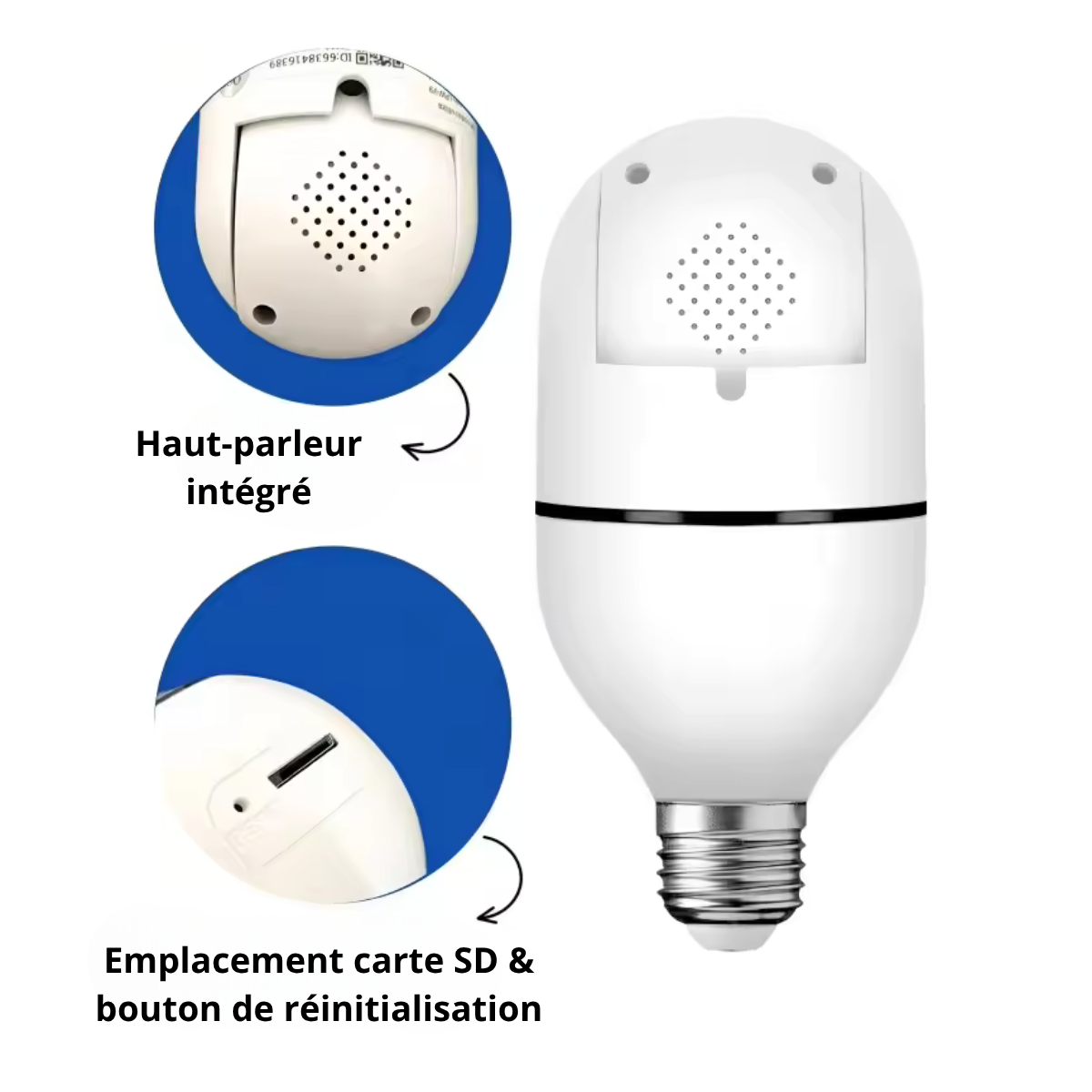 Caméra de surveillance Wi-Fi E27 à vision 360° PTZ