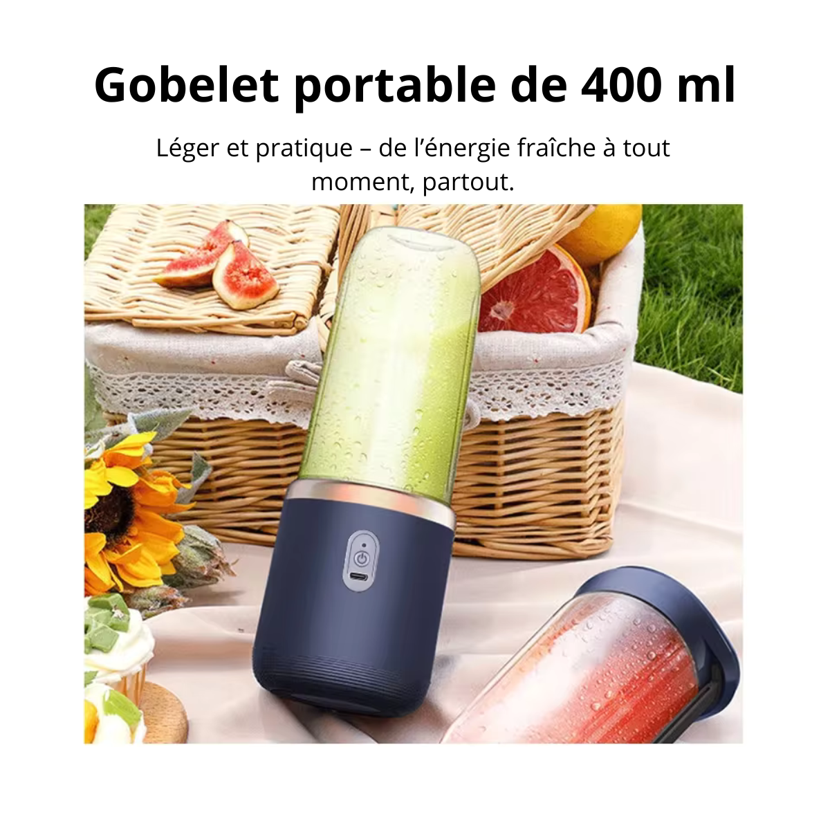 Mixeur portable à smoothie avec 2 gobelets