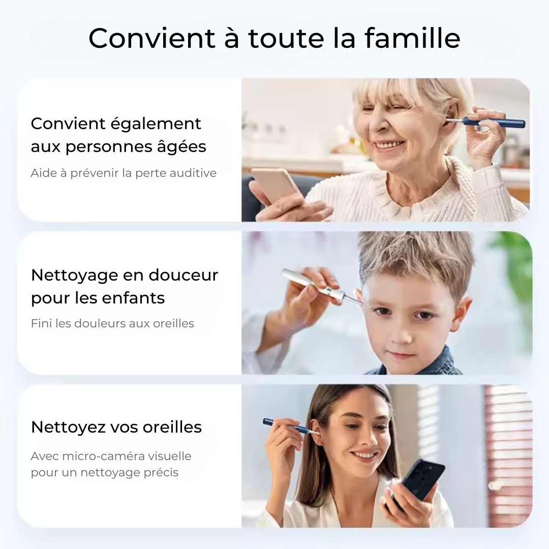 Nettoyeur d’oreilles intelligent avec caméra HD (Android/iOS)