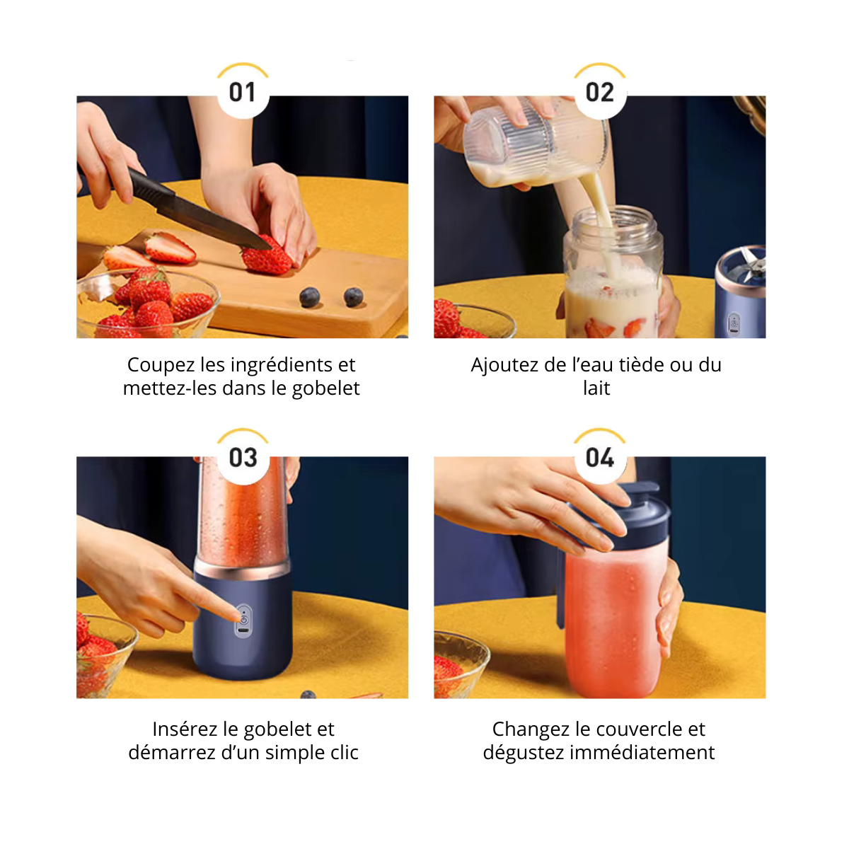 Mixeur portable à smoothie avec 2 gobelets